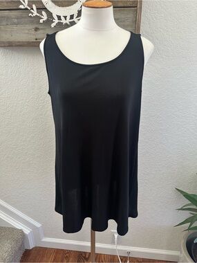 Eileen fisher 100% silk black tunic tank top ladies size M